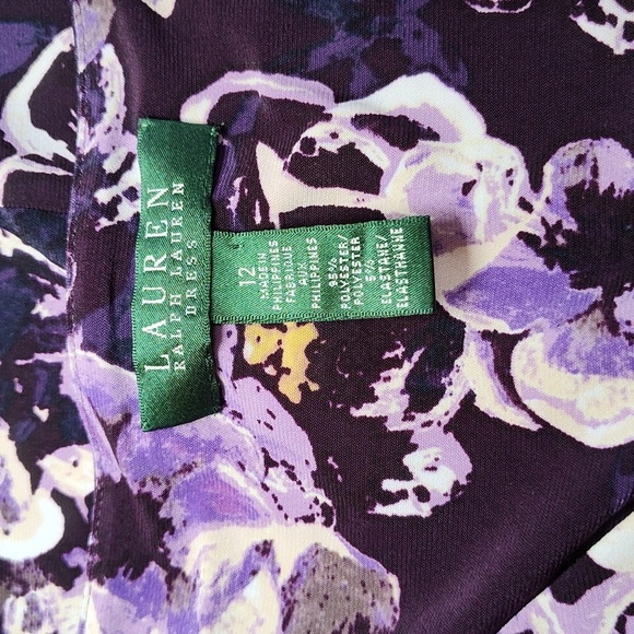 Lauren Ralph Lauren Midi Sheath Dress Size 12 Wedding Guest Garden Dark Feminine - Picture 4 of 17